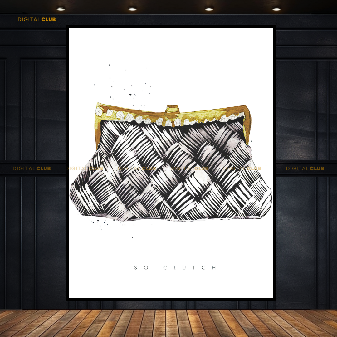 Black & Gold Handbag Premium Wall Art