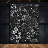 Mickey Mouse Sketch Disney Pattern Premium Wall Art