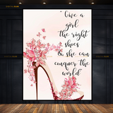 Pink High Heels with Flowers Fashion Premium Wall Art