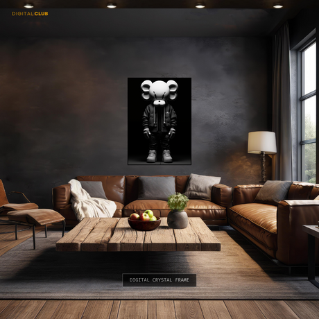Kaws Figurine Black & White Premium Wall Art