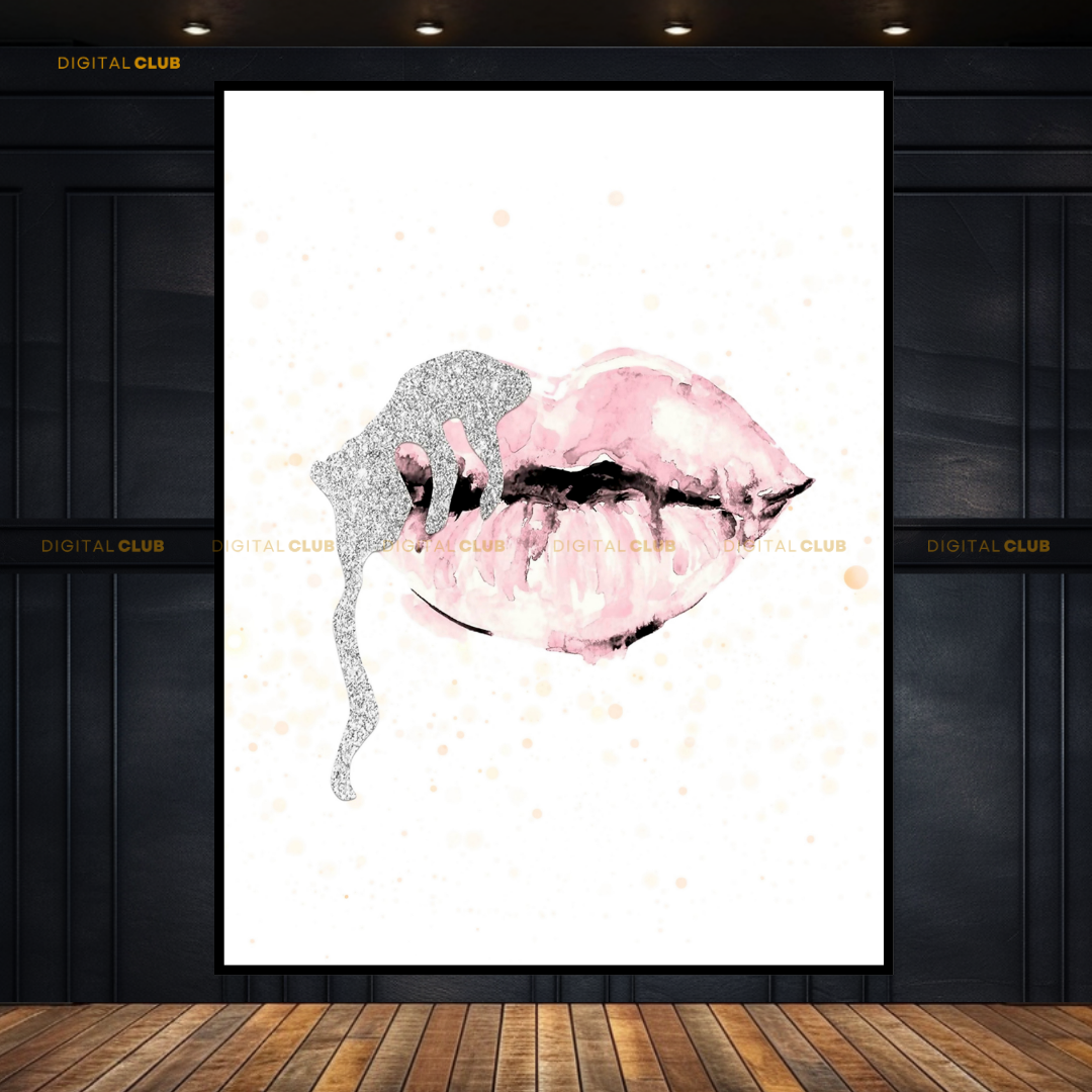 Pink Lips Fashion Premium Wall Art