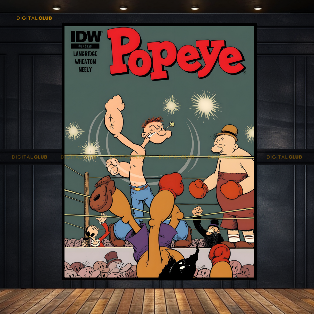 Popeye in the Boxing Ring Premium Wall Art