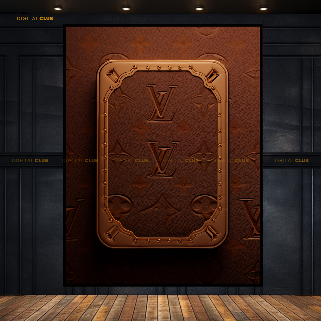 Louis Vuitton Brown Leather Pattern Premium Wall Art