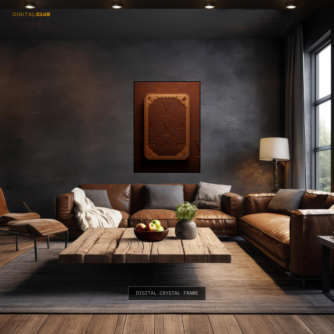 Louis Vuitton Brown Leather Pattern Premium Wall Art