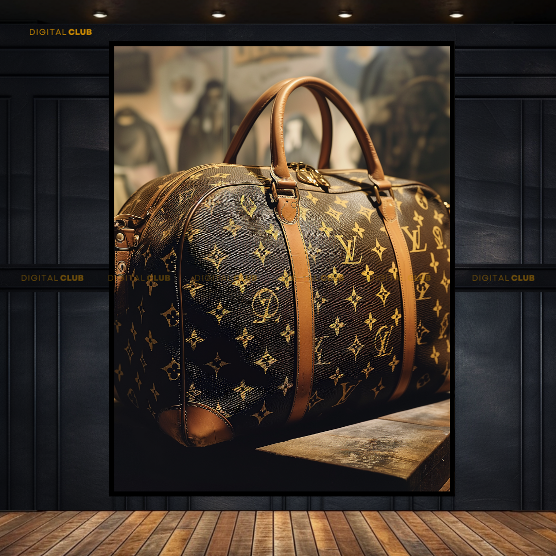 Louis Vuitton Brown Leather Bag Pattern Premium Wall Art