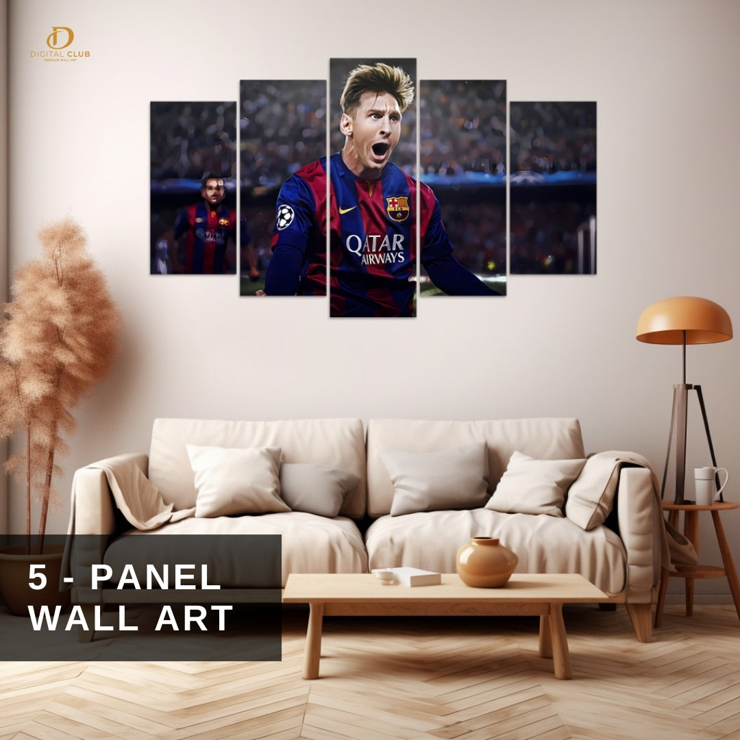 Lionel Messi - Football - 5 Panel Wall Art