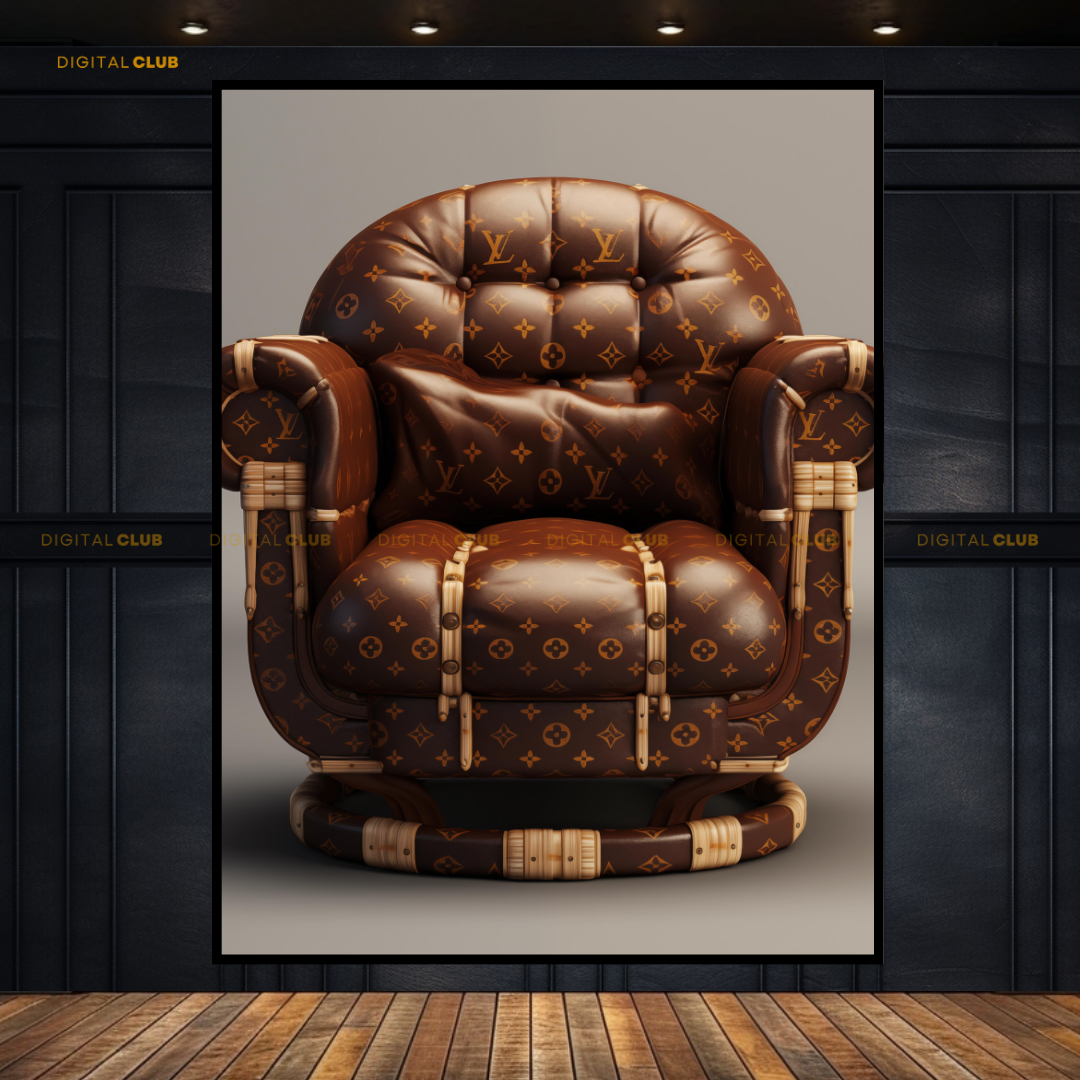 Louis Vuitton Leather Sofa Pattern Premium Wall Art