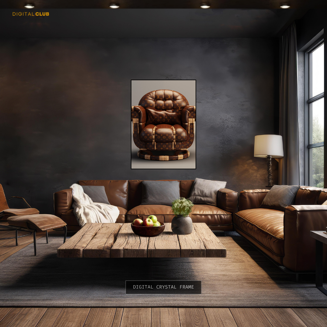 Louis Vuitton Leather Sofa Pattern Premium Wall Art