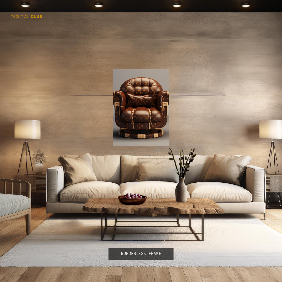 Louis Vuitton Leather Sofa Pattern Premium Wall Art