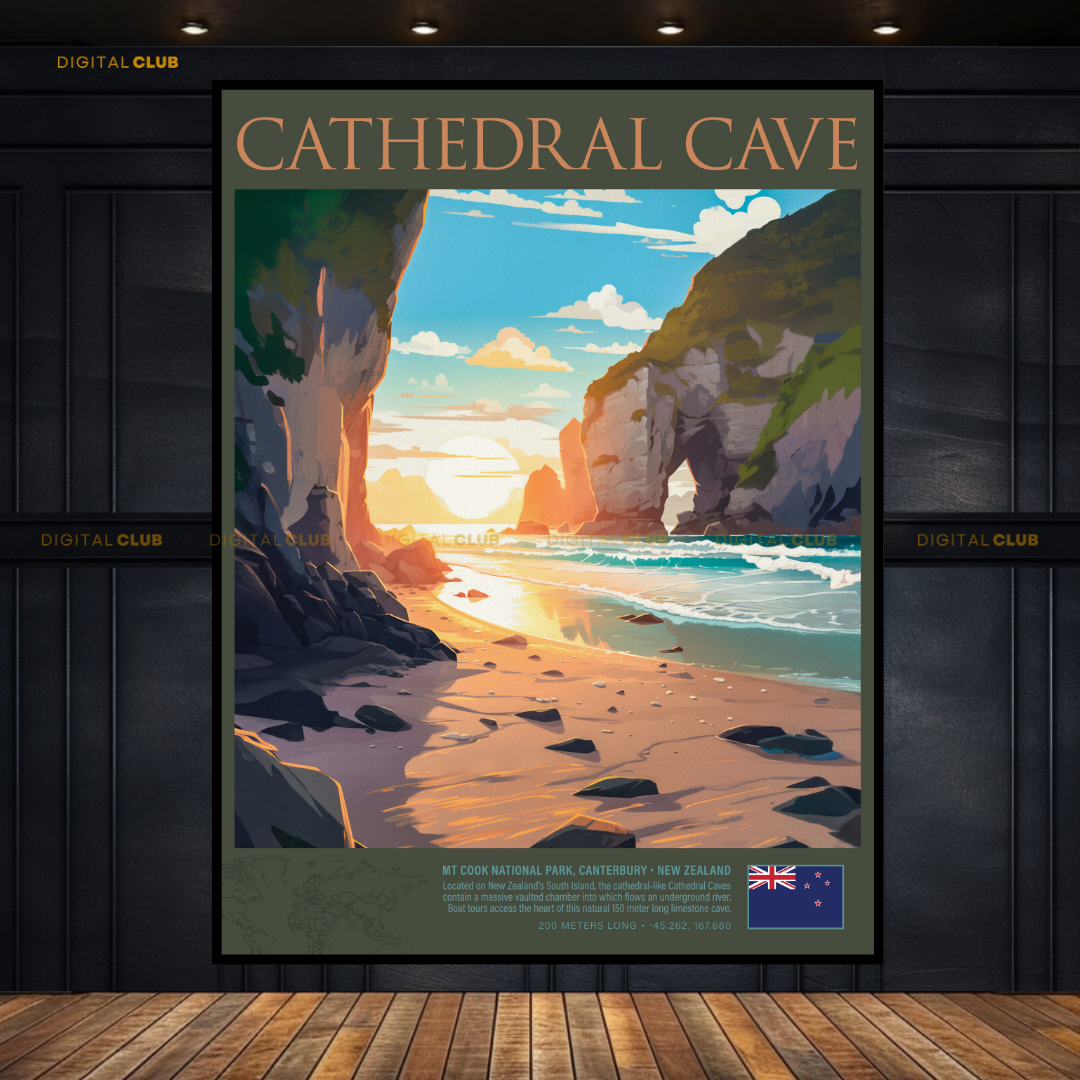 Cathedral Cave NewZealand Premium Wall Art