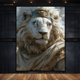 White Lion with Blue Eyes - Animal & Wildlife Premium Wall Art