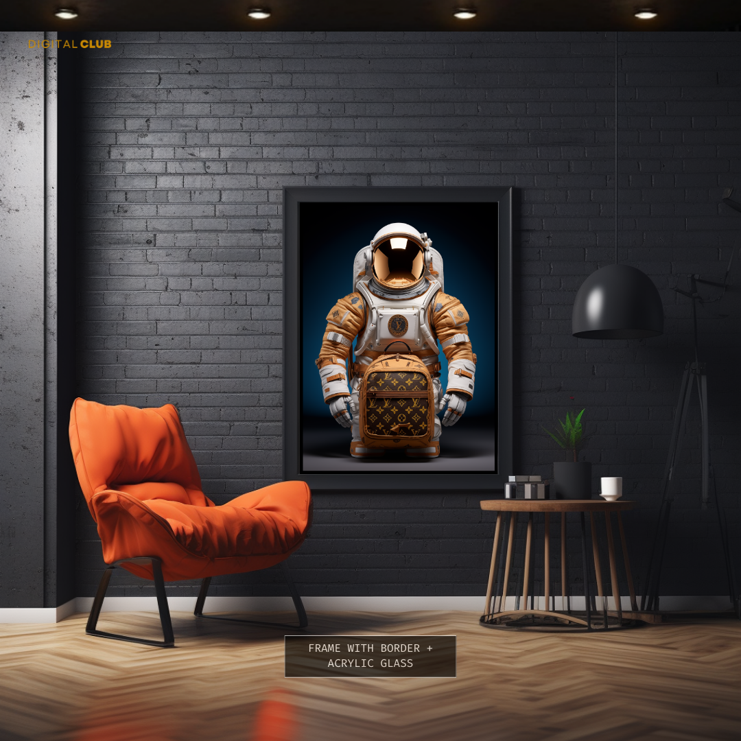 Louis Vuitton Astronaut with LV Backpack Premium Wall Art