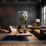 White Lion with Blue Eyes - Animal & Wildlife Premium Wall Art