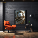 White Lion with Blue Eyes - Animal & Wildlife Premium Wall Art