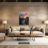 Eiffel Tower Paris Sunset Premium Wall Art