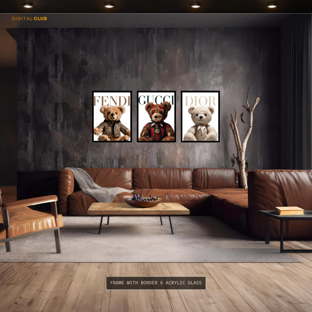 Branded Teddy Artwork 2 - 3 Panel Wall Art