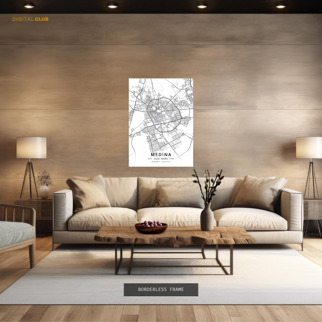 Medina - Saudi Arabia - MAP - Premium Wall Art