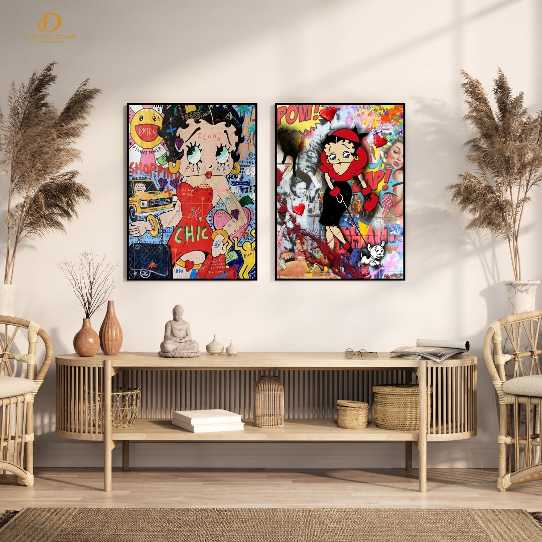 Betty Boop - Pop Art - 2 Panel Wall Art