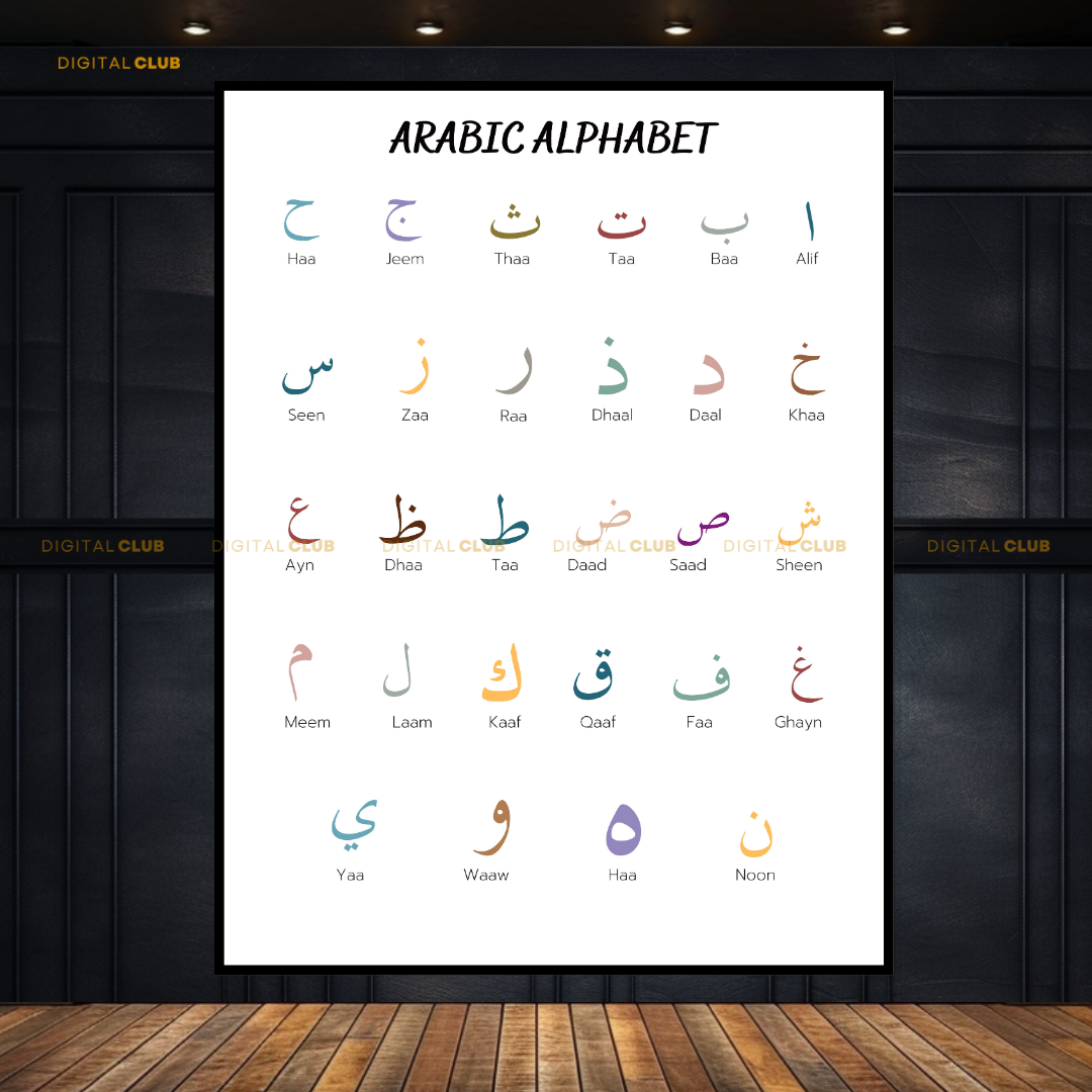 Arabic Alphabets Educational Kids Islamic Premium Wall Art