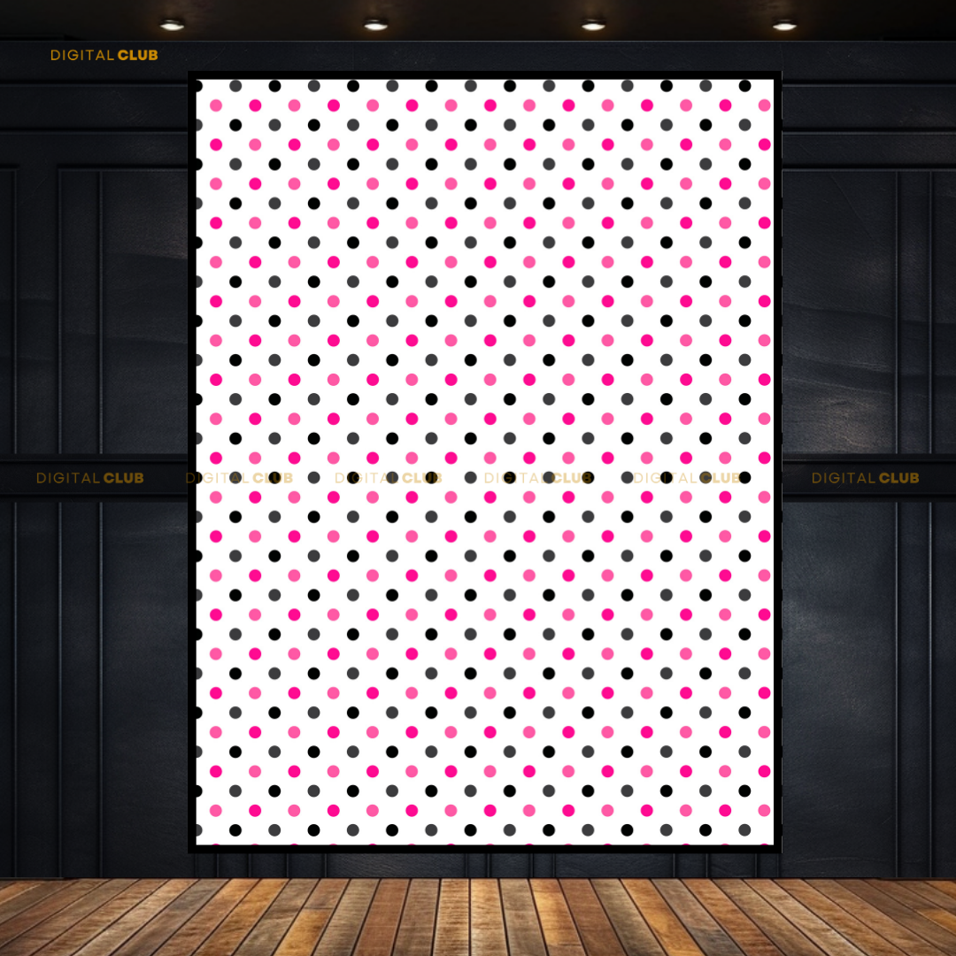 Pink & Black Polka Dots - Seamless Pattern - Premium Wall Art