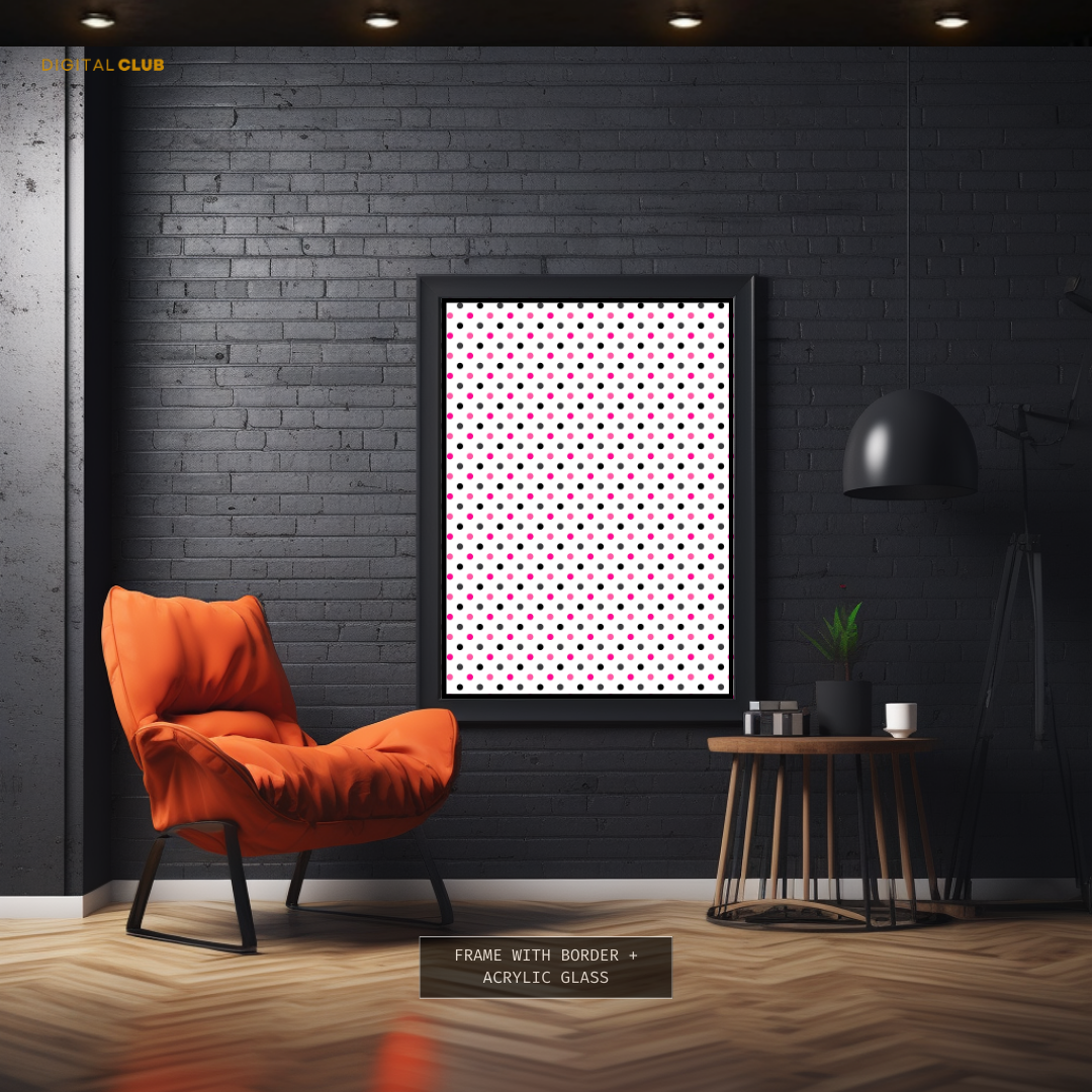Pink & Black Polka Dots - Seamless Pattern - Premium Wall Art