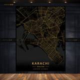 Karachi Pakistan - Map - Premium Wall Art