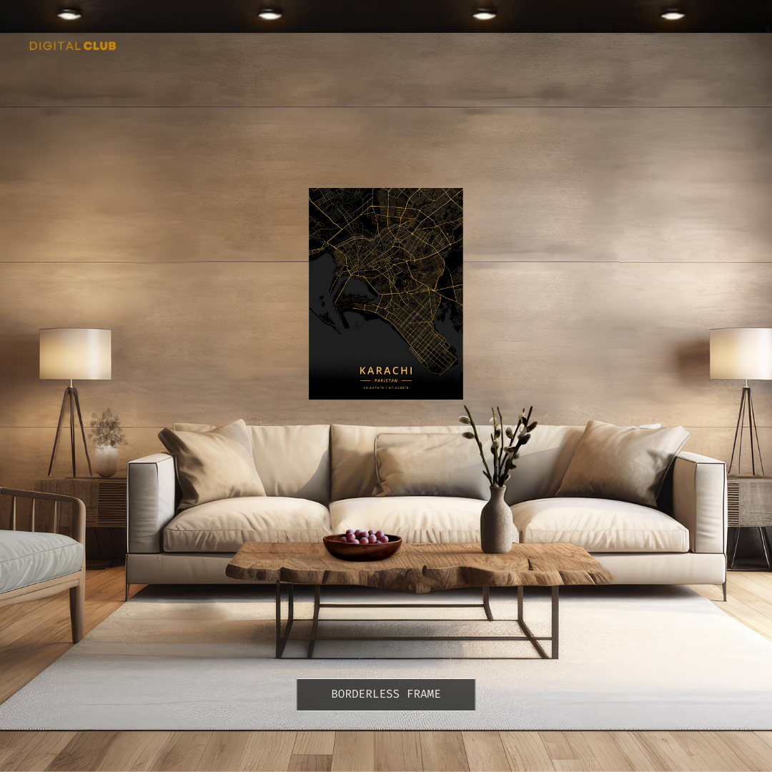 Karachi Pakistan - Map - Premium Wall Art