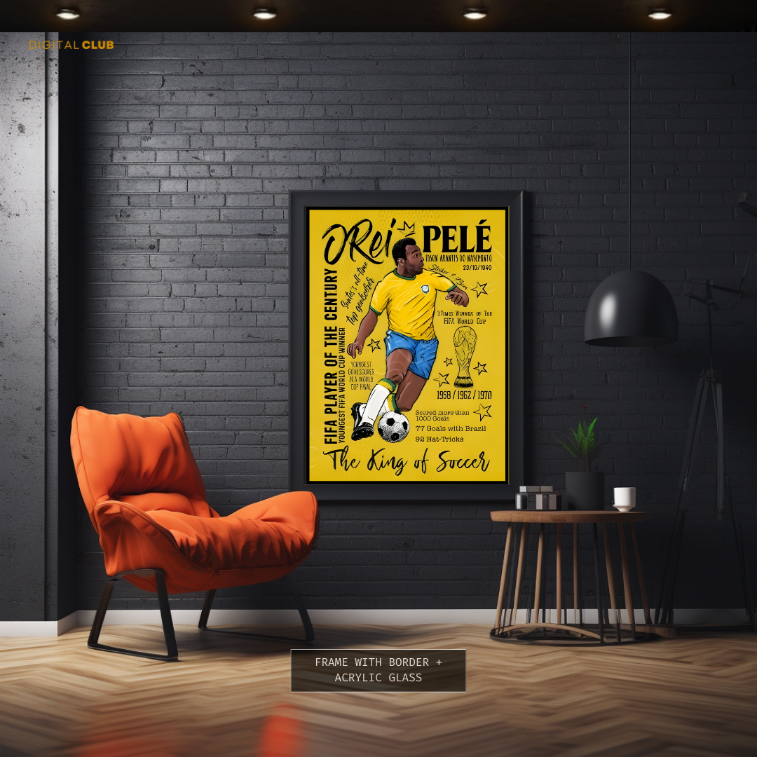 Pele Brazilian Football Legend Premium Wall Art
