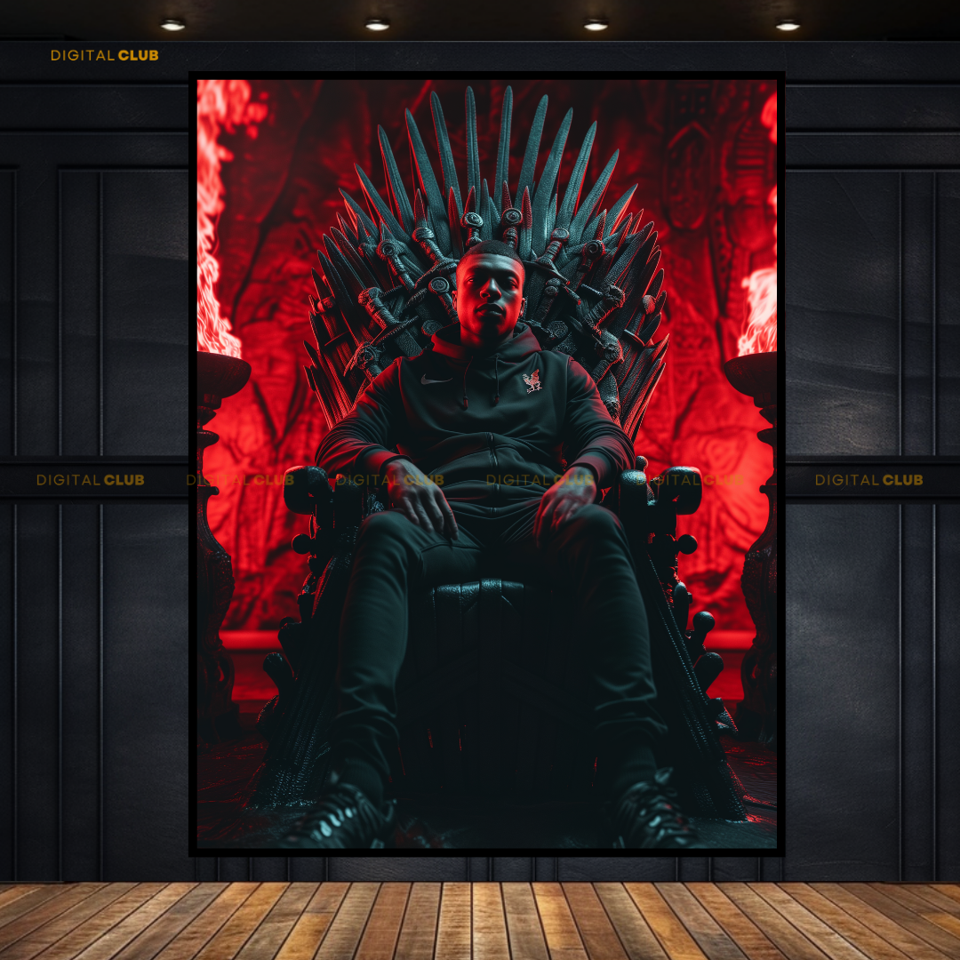 Kylian Mbappe Throne Football Premium Wall Art