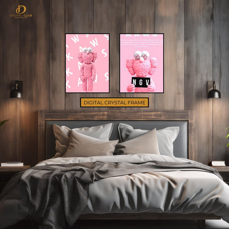KAWS Figurine Pink 1 - 2 Panel Wall Art