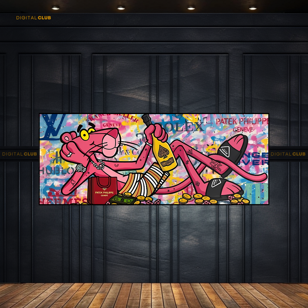 Pink Panther Dollar Bill Artwork - Ultra-Wide Wall Art