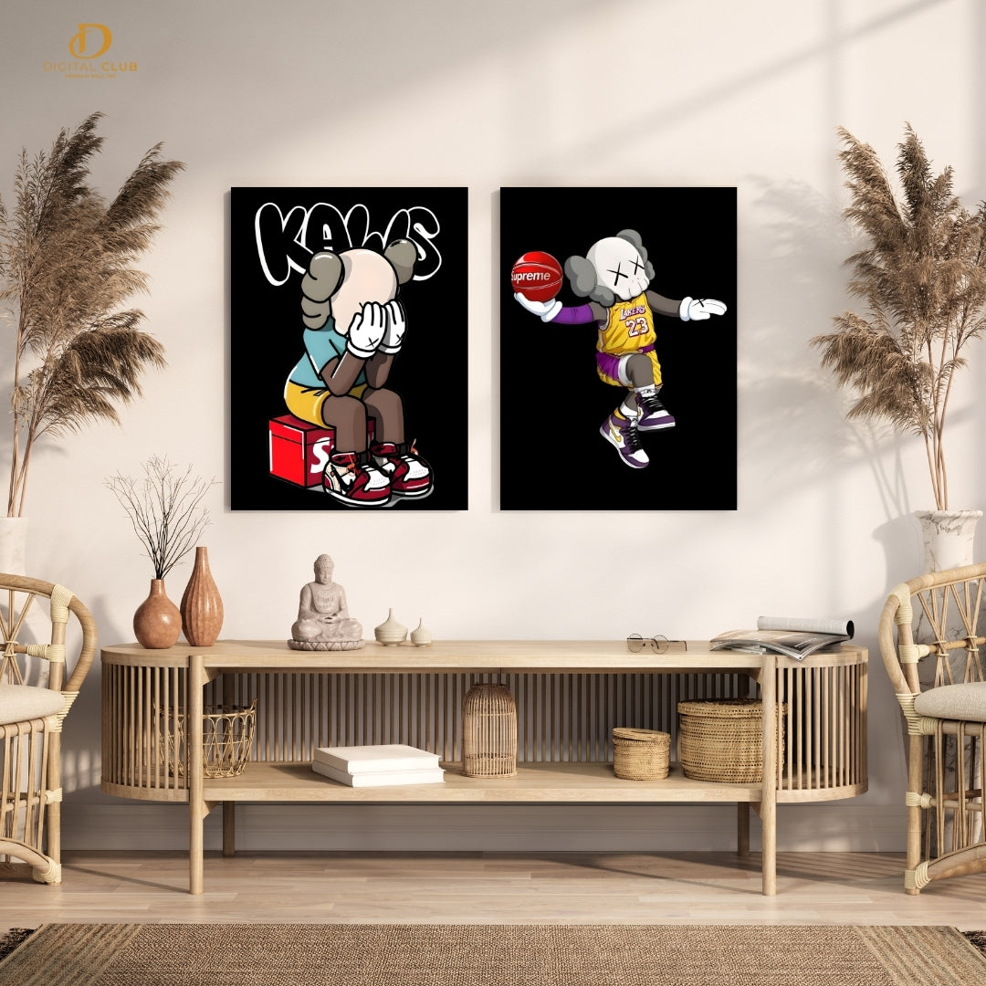 KAWS Figurine - 2 Panel Wall Art