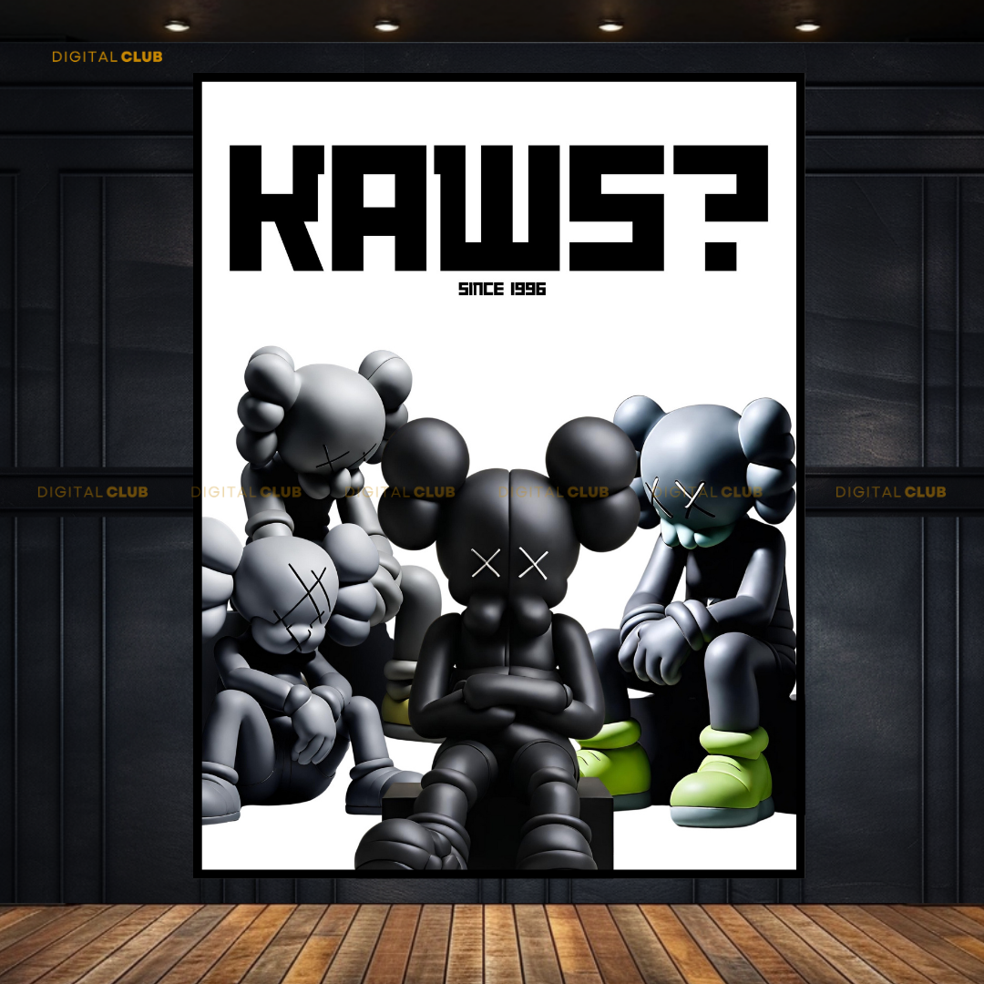 Kaws Figurine B&W Premium Wall Art