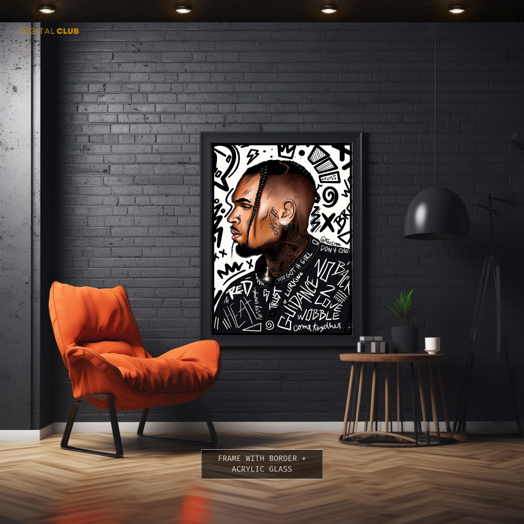 Chris Brown 1 - Music Artist - Premium Wall Art