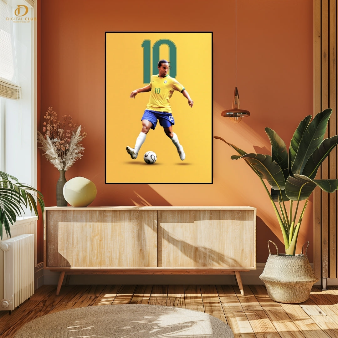 Ronaldinho No 10 - Football - Premium Wall Art
