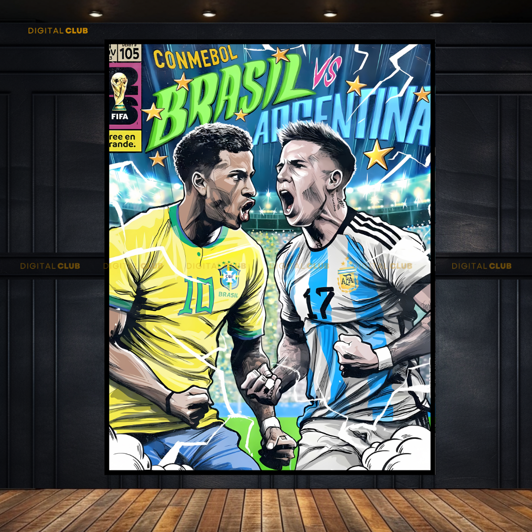 Brasil Vs Argentina - Football - Premium Wall Art