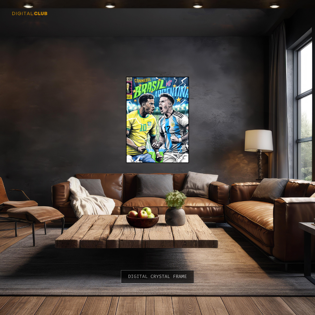 Brasil Vs Argentina - Football - Premium Wall Art