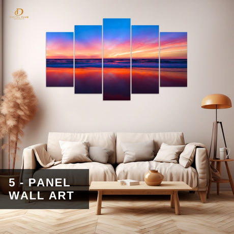 Sunset - Minimalistic - 5 Panel Wall Art