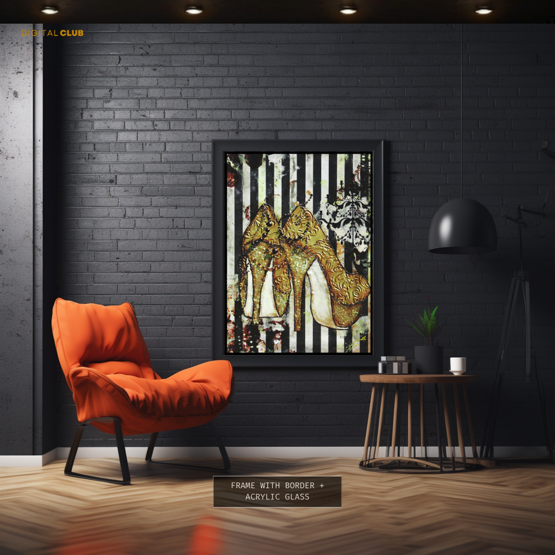 Gold High Heels Premium Wall Art